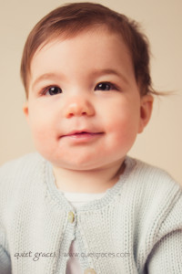 Greenville SC Studio Baby Photographer Baby girl in cute blue sweater set