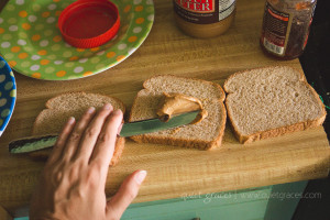 Mom with peanut butter and jelly
