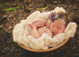 Outside Newborn Photography Greenville SC Baby in a Bowl by Quiet Graces Photography
