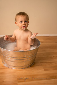 One year photography bath tub