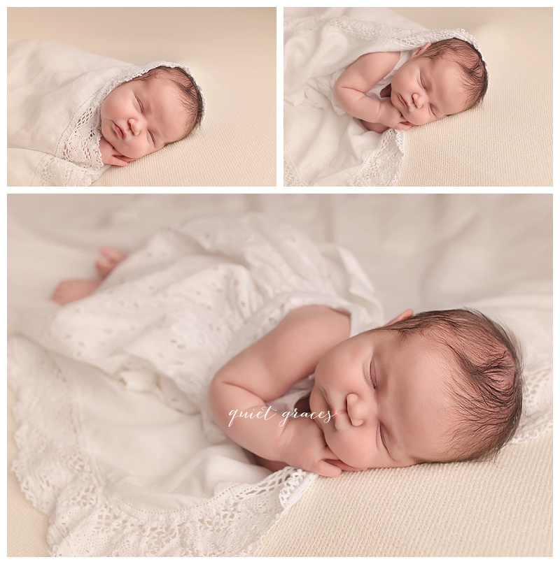 Newborn Baby girl in heirloom dress greenville sc