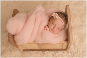 Newborn Baby Sleeping in a Little Bed Photographer Greer SC