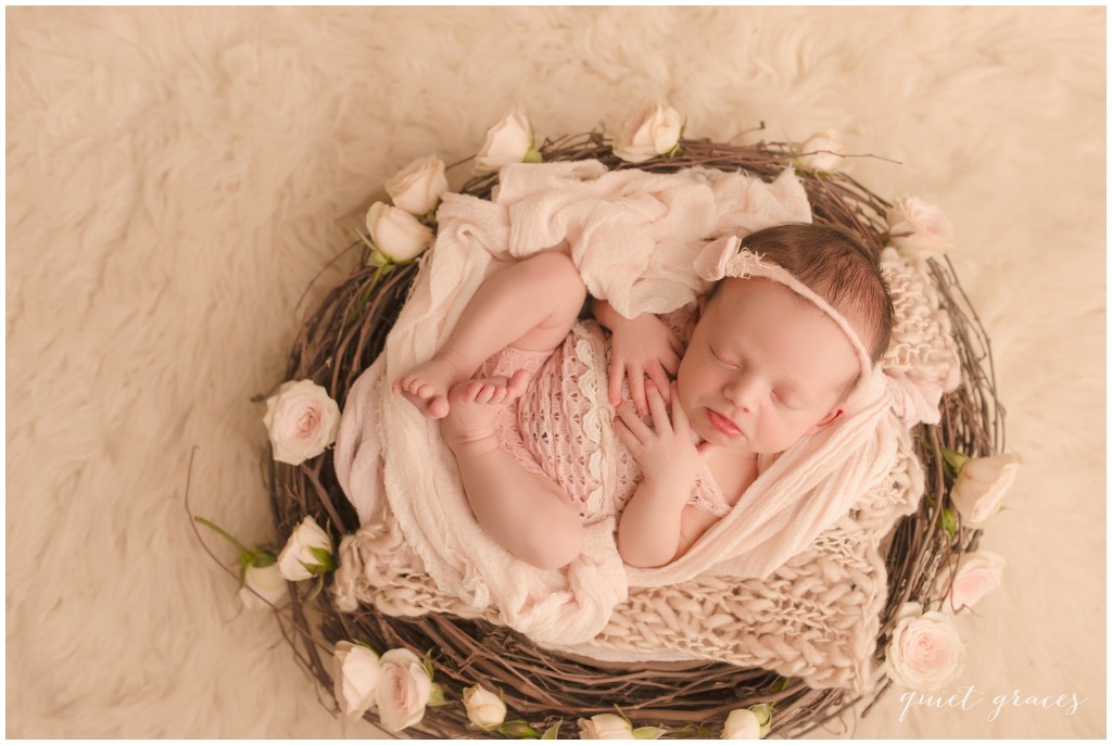 Baby girl sleeping in a Nest Greer SC