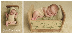 Greer SC Newborn Baby Photos in a Little Bed