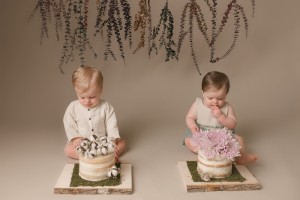 Simple Boy Girl Twin Cake Smash Greenville SC