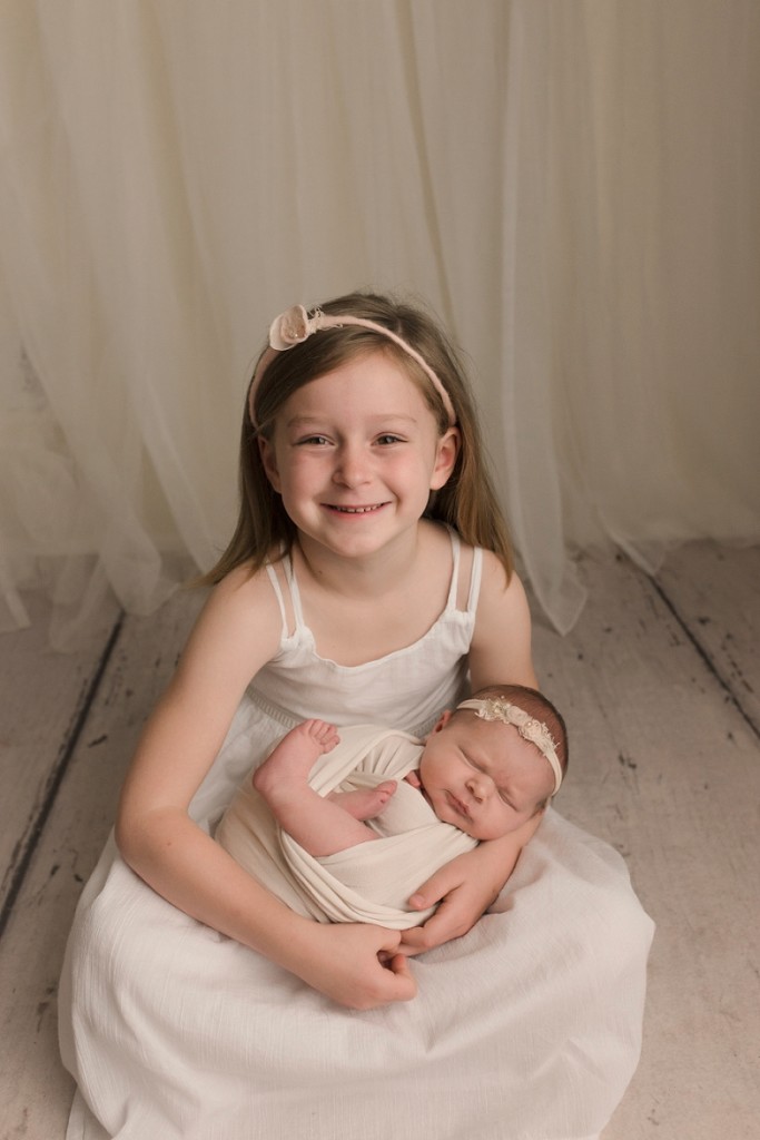 Classic Newborn with Big Sister Portraits Greenville SC