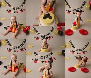 Mickey Mouse Boy Cake Smash Photography Spartanburg SC
