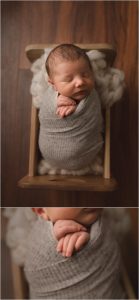 Greenville SC Newborn Boy Photos Baby in a little box bed